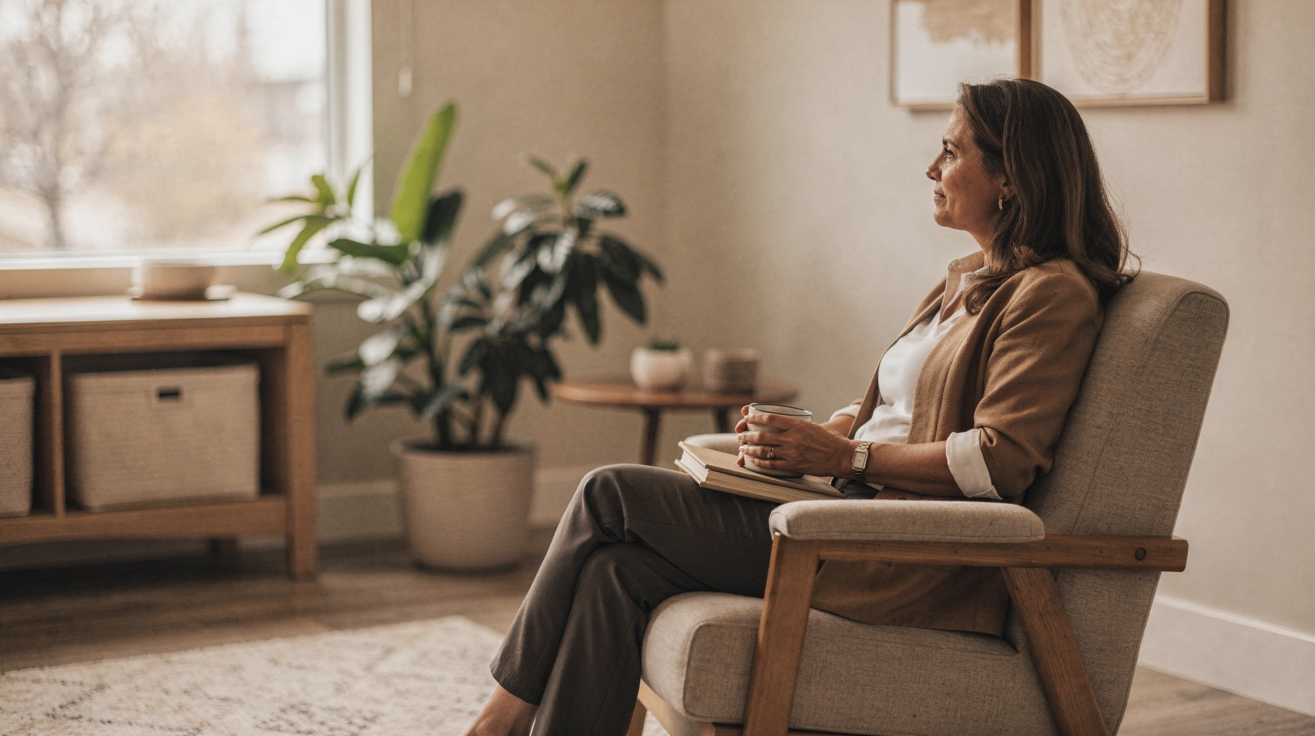 Therapist in Chatsworth, CA – client talking with a therapist in a bright office at Uriel Behavioral Wellness